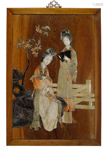 A PAIR OF EMBELLISHED PICTURES DEPICTING FAMOUS CHINESE LADIES
