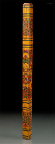 A RARE PAINTED WOODEN STAFF, Tibet, 19th ct