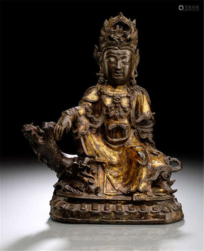 A BRONZE GROUP WITH GUANYIN, CHINA, late Ming dynasty