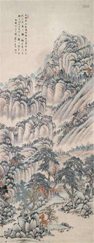 Zhang Ru, China, probably dated 1875 Mountain Landscape in the literati style