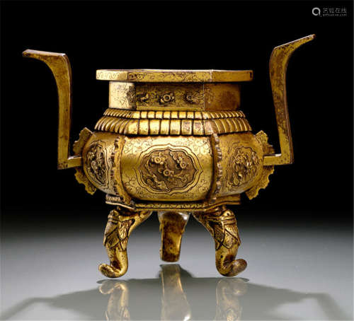 A GILT-BRONZE SAWASA CENSER