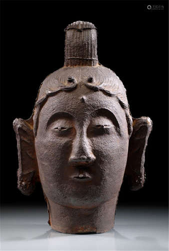 AN IRON HEAD OF GUANYIN, China, Yuan dynasty, dated 1363 A