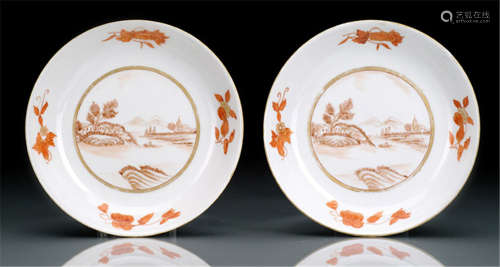 A PAIR OF SMALL IRON RED GLAZED PLATES