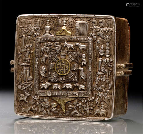 A FINE SILVER AND COPPER GAU, Tibet, ca