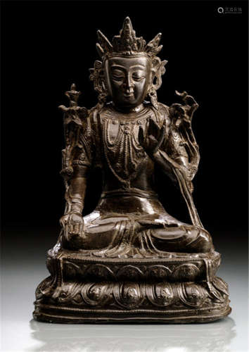 A BRONZE FIGURE OF GUANYIN, CHINA, early Qing dynasty