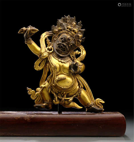 A PARTIAL GILT-BRONZE FIGURE OF VAJRAPANI, TIBETO-CHINESE, 18th ct