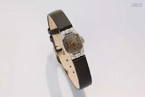 14 kt gold Art-Deco-Ladies' wristwatch with diamonds,