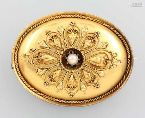 14 kt gold brooch with pearl