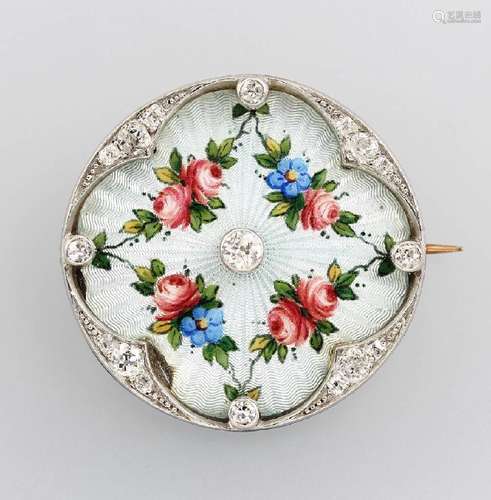 Art Nouveau brooch with enamel and diamonds, RG 585/000