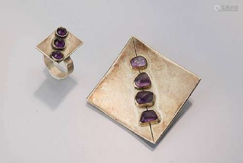 Jewelry set with amethysts, Finland 1964