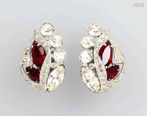 Pair of earclips 'Eisenberg Ice' with rhine stones