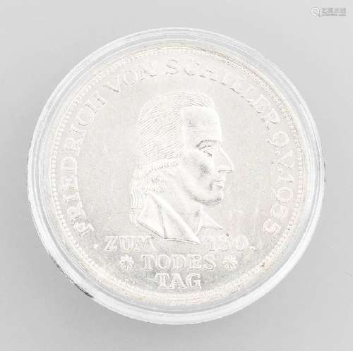 Silver coin, 5 Mark, Germany, Friedrich von Schiller