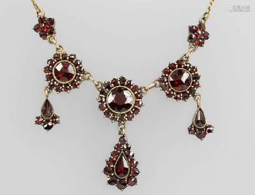 Necklace with garnets, tombac, approx. 1900/10s