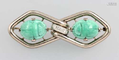 14 kt gold brooch with turquoises and brilliants