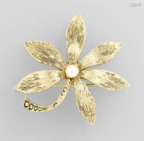 FAHRNER brooch with pearl, silver 925 gilded