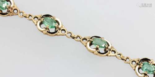 14 kt gold bracelet with emeralds and enamel