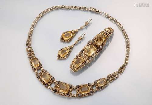 Set of jewelry with citrines, silver 835 gilded