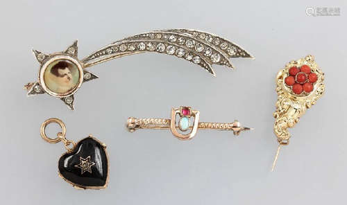 Lot 4 pendant/brooches, german approx. 1835- 1910s