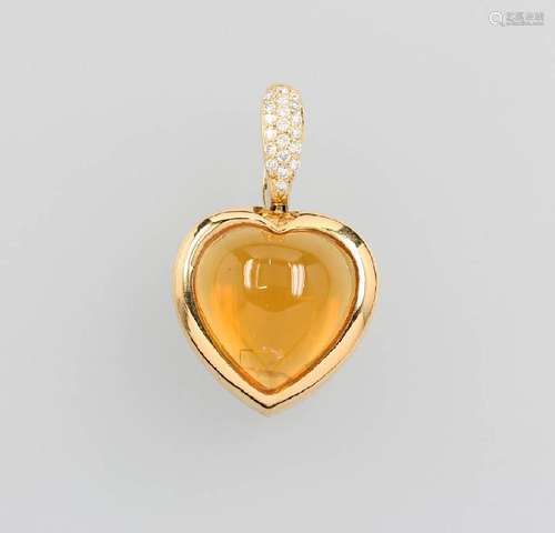 18 kt Gold pendant with brilliants and fire opal