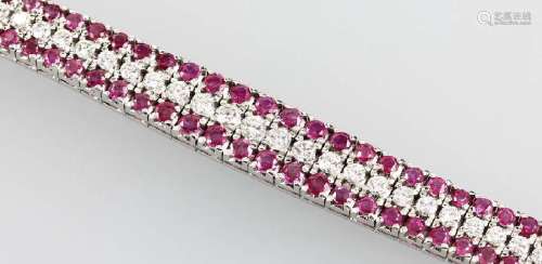 18 kt gold bracelet with rubies and brilliants