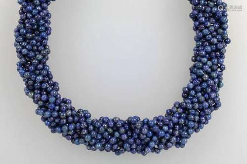 Necklace with lapis lazuli, german, YG 750/000