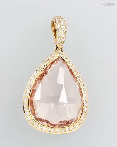 18 kt Gold Pendant with morganite and brilliants