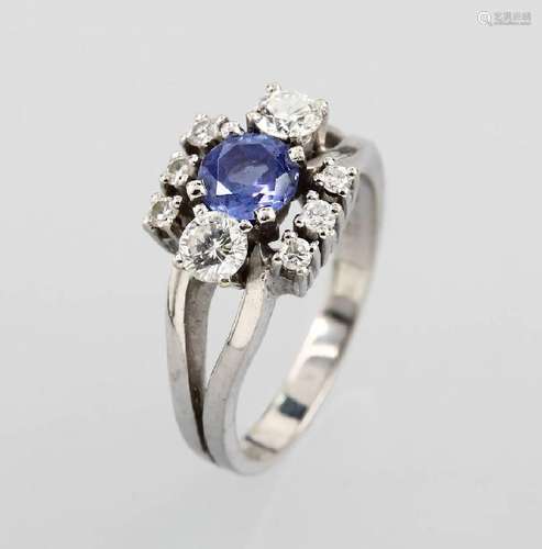 14 kt gold ring with tanzanite and brilliants