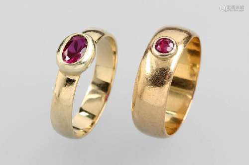 14 kt gold lot 2 rings with rubies