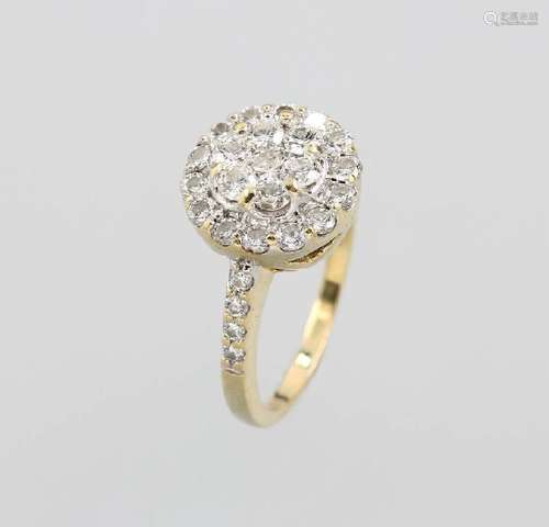 18 kt gold blossom ring with brilliants