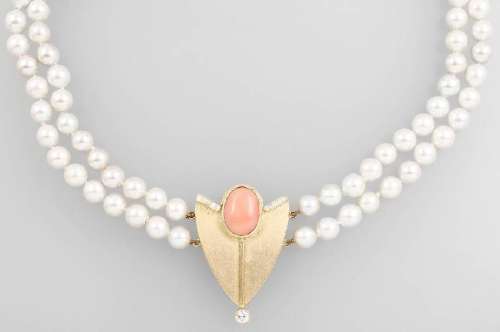 2-row necklace with cultured pearls