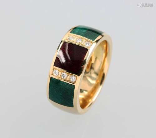 18 kt gold ring with enamel and brilliants ,VICTOR