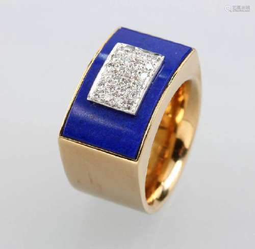 18 kt gold designer ring with lapis lazuli
