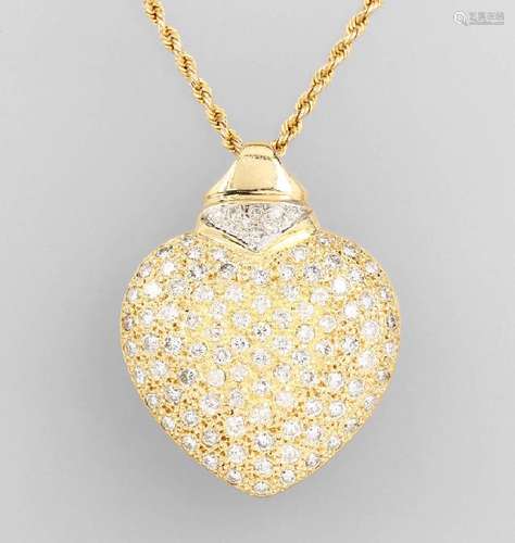 18 kt gold heartpendant with brilliants