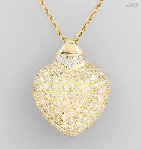 18 kt gold heartpendant with brilliants