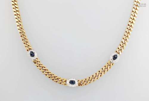 18 kt gold necklace with sapphire and brilliants
