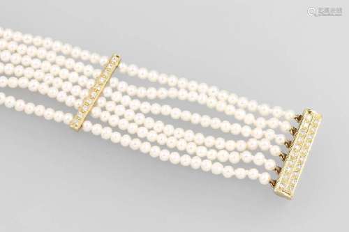6-row bracelet with cultured pearls