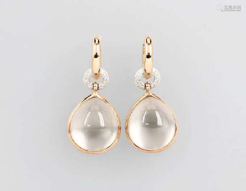 Pair of 18 kt Gold earrings with smoky quartz and