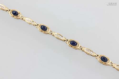 14 kt gold bracelet with sapphires and diamonds