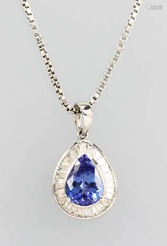 18 kt gold pendant with tanzanite and diamonds