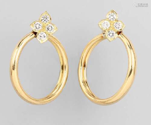 18 kt gold pair CARTIER earrings with brilliants