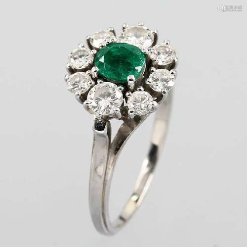 18 kt Gold Ring with emerald and brilliants