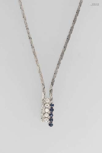 18 kt gold necklace with sapphires and diamonds