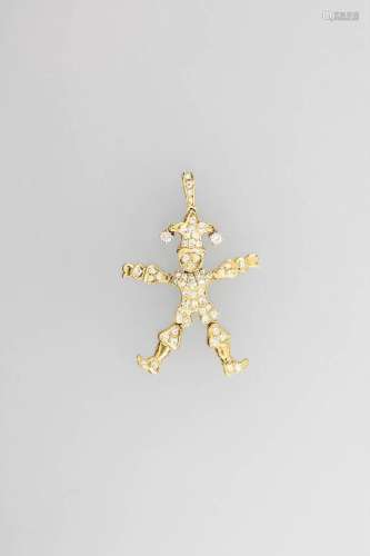 18 kt gold jumping jack-pendant with brilliants