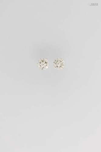 Pair of 14 kt Gold earrings with brilliants