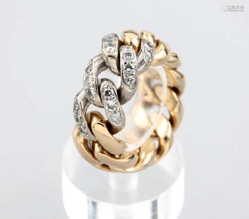 18 kt gold chain-ring with brilliants