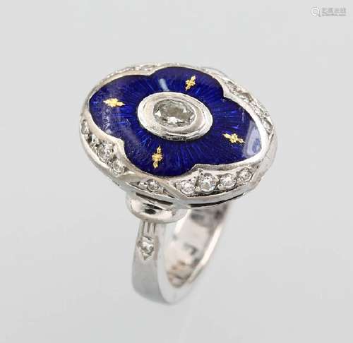 18 kt gold FABERGE ring with enamel and diamonds