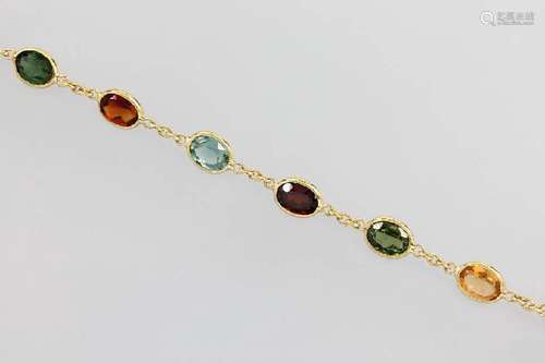 18 kt gold bracelet with coloured stones