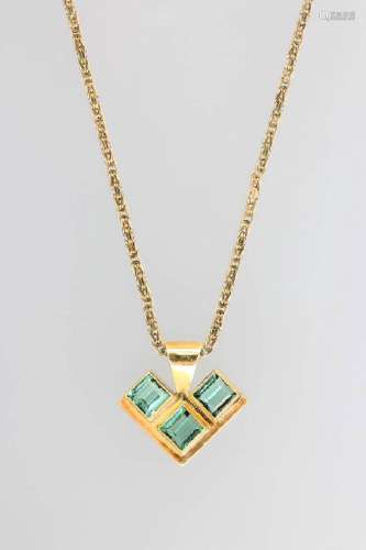 14 kt gold pendant with tourmalines