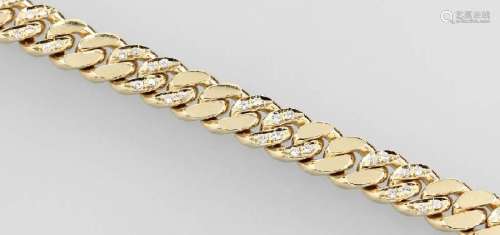 14 kt gold Flat curb bracelet with brilliants