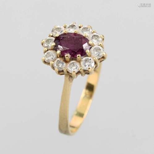 18 kt gold ring with ruby and brilliants